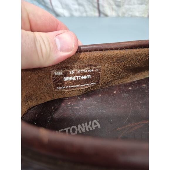 Minnetonka Moccasins Women's Size 16 Style 948X Brown Leather 27034-004 Comfy - Picture 8 of 9